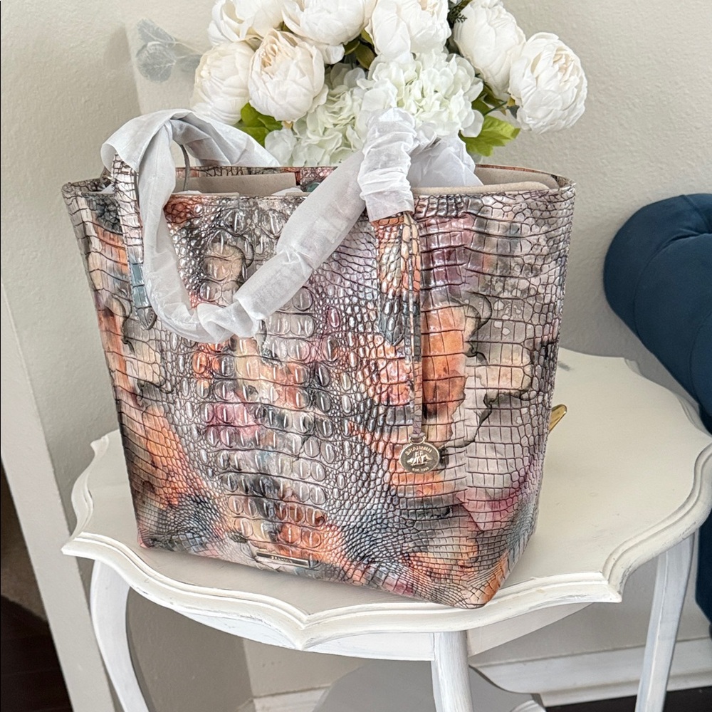 Brahmin Multicolor Croc-Embossed Tote